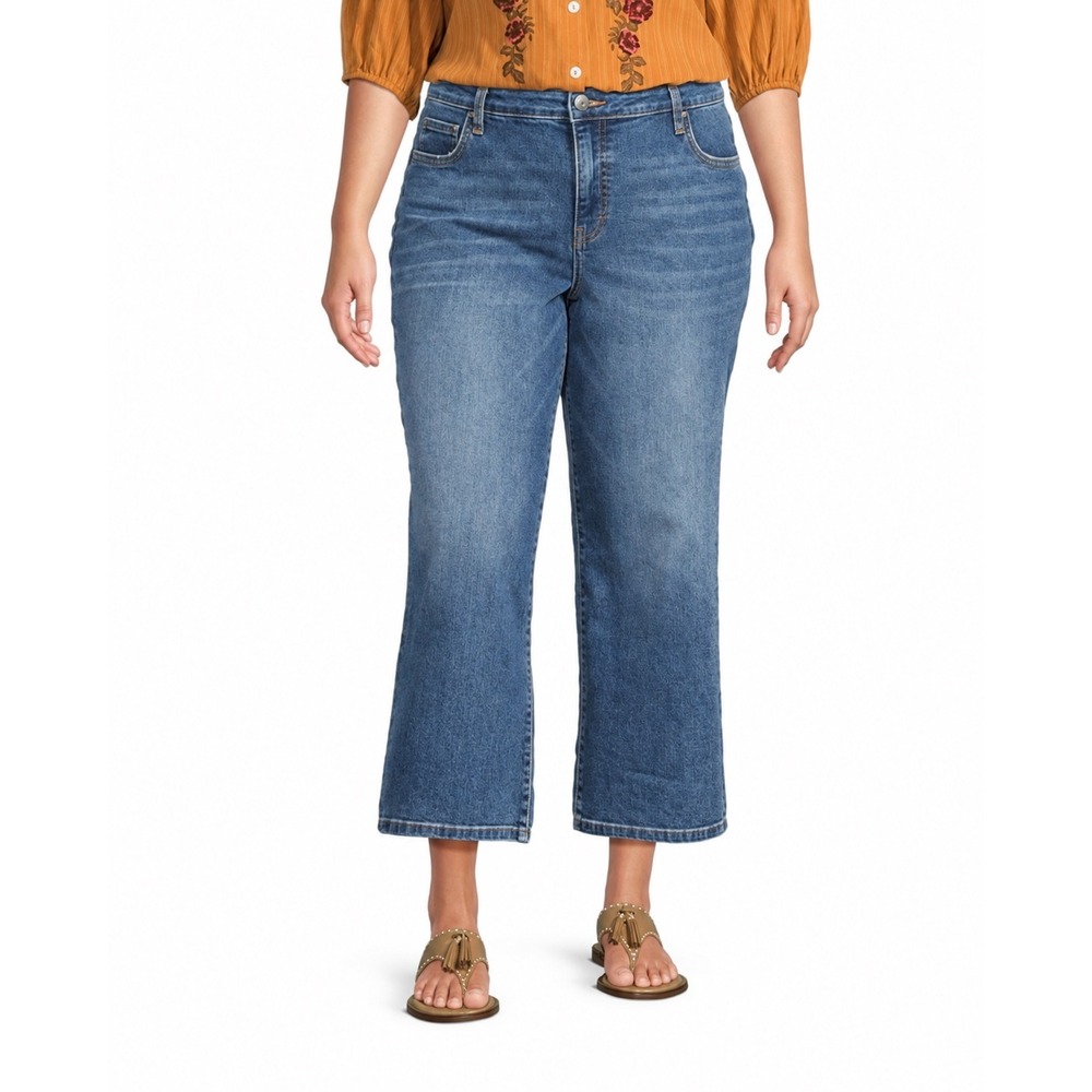 KUT from the Kloth Charlotte High Rise Culotte Jeans Medium Wash Blue Size 16